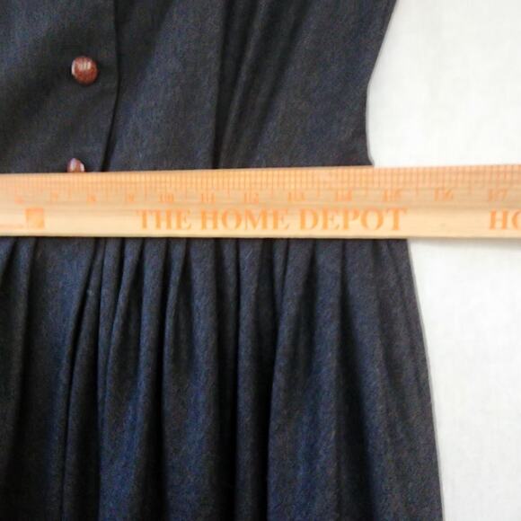 Jame Coviello Midi Dress Wool Shirt Dress Charcoal Gray Size 10 Rockabilly - Picture 6 of 9